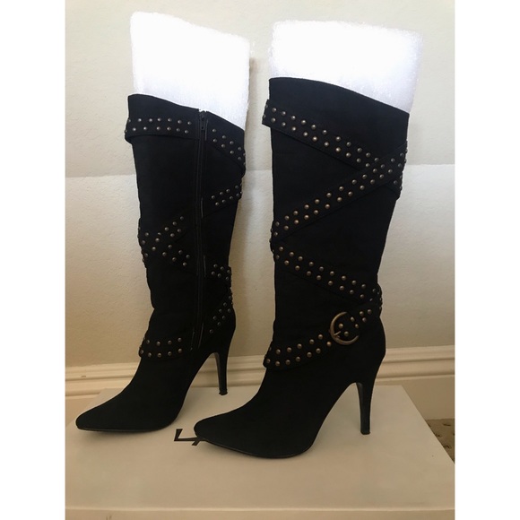 mid calf black boots no heel
